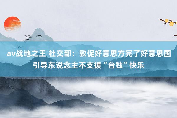 av战地之王 社交部：敦促好意思方完了好意思国引导东说念主不支援“台独”快乐