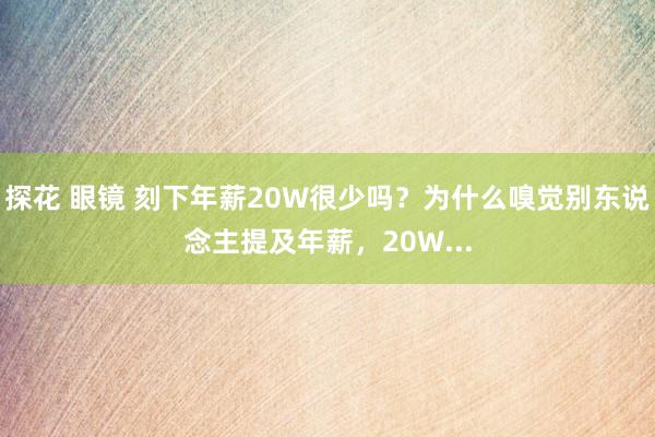 探花 眼镜 刻下年薪20W很少吗?为什么嗅觉别东说念主提及年薪,20W...