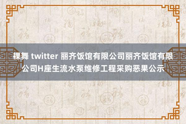 裸舞 twitter 丽齐饭馆有限公司丽齐饭馆有限公司H座生流水泵维修工程采购恶果公示