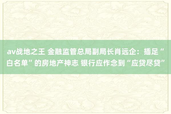 av战地之王 金融监管总局副局长肖远企：插足“白名单”的房地产神志 银行应作念到“应贷尽贷”