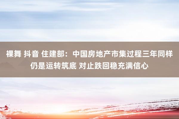 裸舞 抖音 住建部：中国房地产市集过程三年同样仍是运转筑底 对止跌回稳充满信心