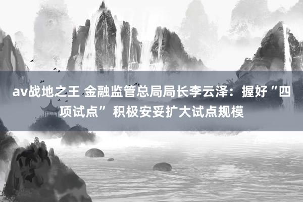 av战地之王 金融监管总局局长李云泽：握好“四项试点” 积极安妥扩大试点规模