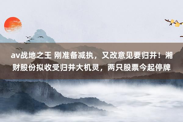 av战地之王 刚准备减执，又改意见要归并！湘财股份拟收受归并大机灵，两只股票今起停牌